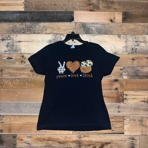 Port and Company Black Peace Love Sloth Tee